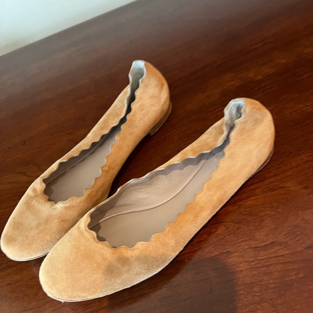 Chloe scalloped suede ballerina flat.  Size 5. Worn few times.